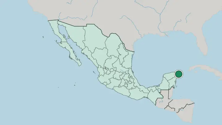 Map of Cancún in Mexico