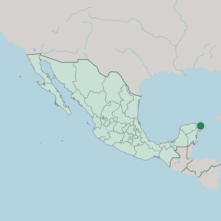 Map showing Cancún — In Mexico