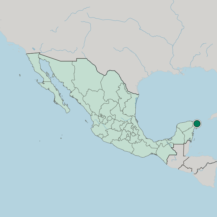 Map showing Cancún — In Mexico