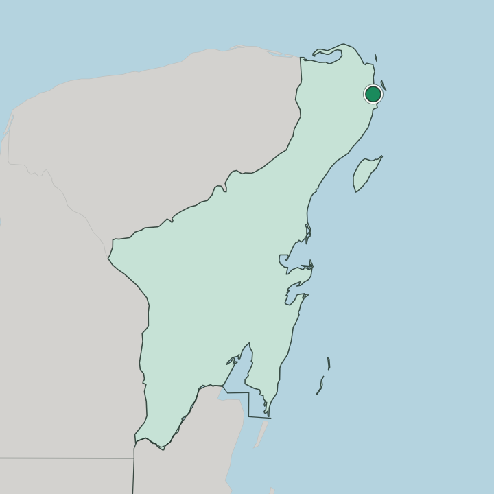 Map showing Cancún — In Estado de Quintana Roo