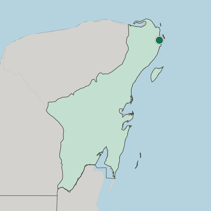 Map showing Cancún — In Estado de Quintana Roo