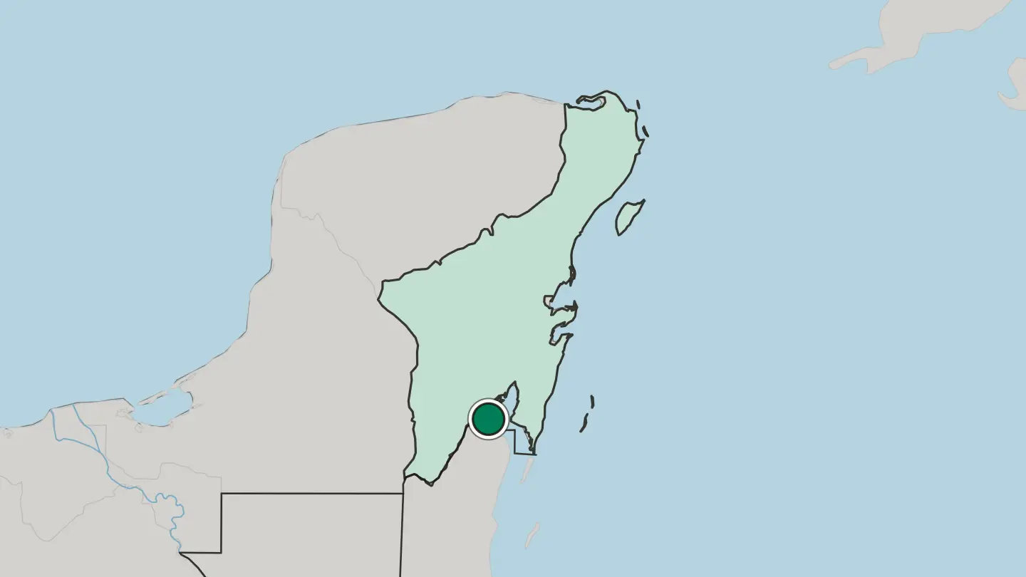Map of Chetumal in Mexico