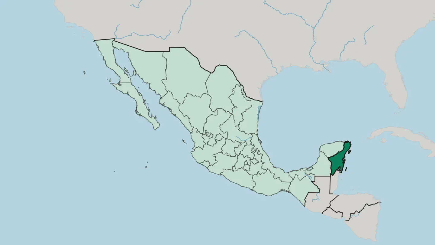 Map of Estado de Quintana Roo in Mexico