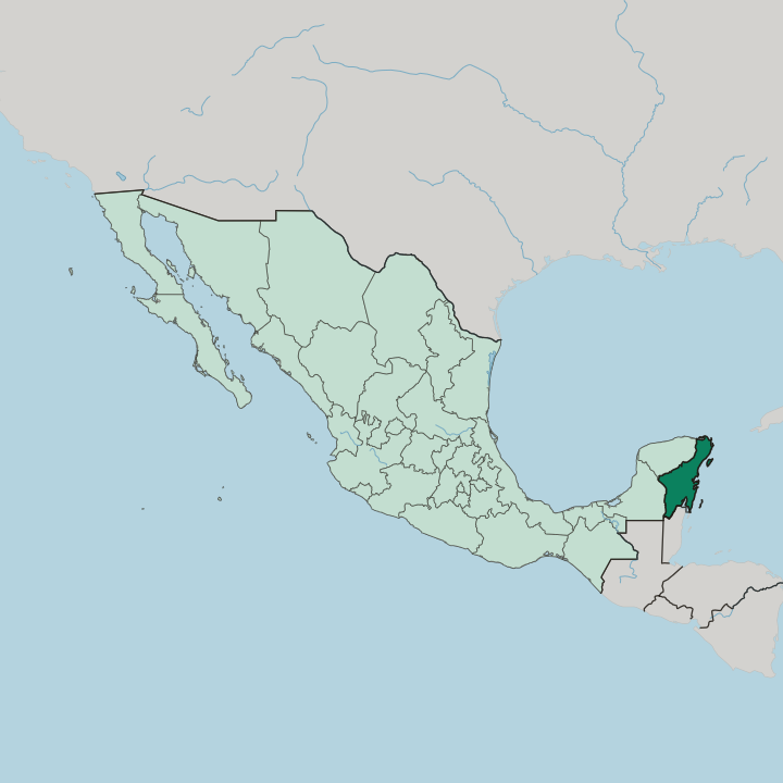 Map showing Estado de Quintana Roo — In Mexico