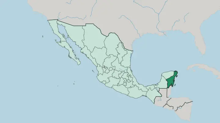 Map of Estado de Quintana Roo in Mexico