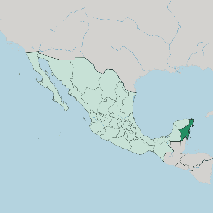 Map showing Estado de Quintana Roo — In Mexico