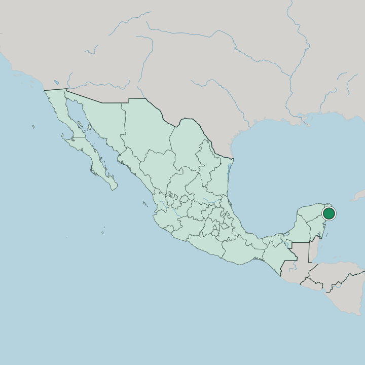 Map showing Playa del Carmen — In Mexico