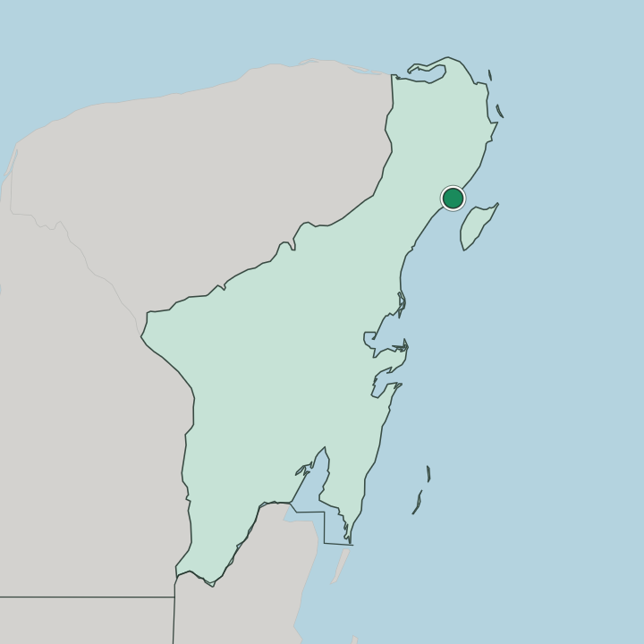Map showing Playa del Carmen — In Estado de Quintana Roo