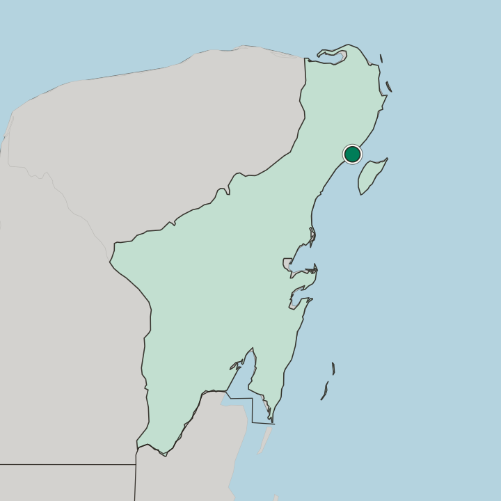 Map showing Playa del Carmen — In Estado de Quintana Roo