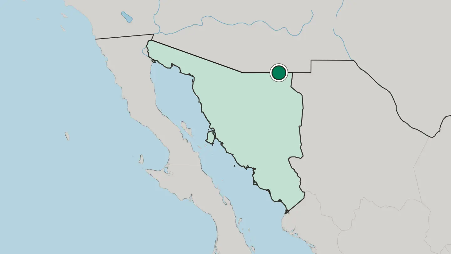 Map of Agua Prieta in Mexico