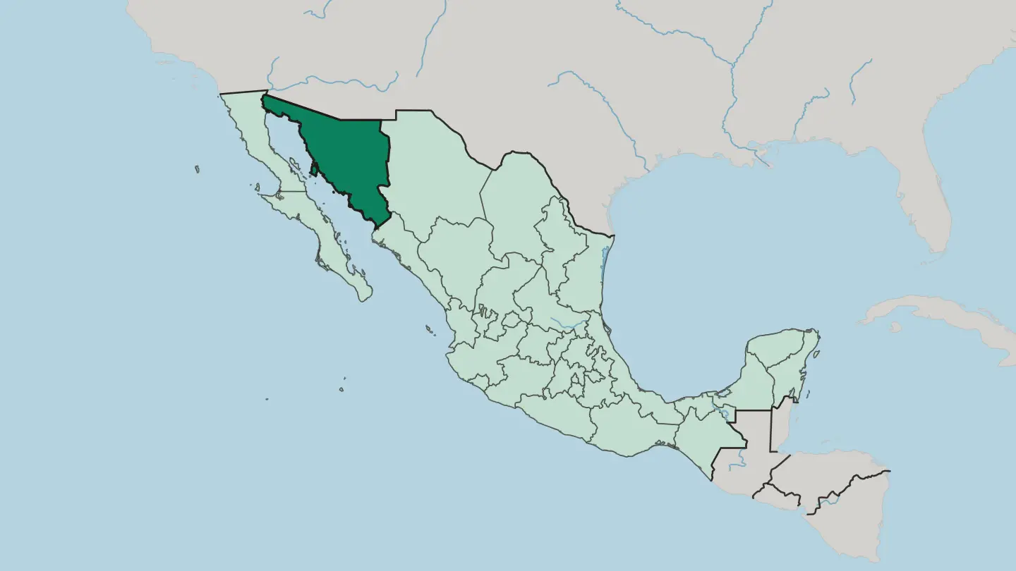 Map of Estado de Sonora in Mexico