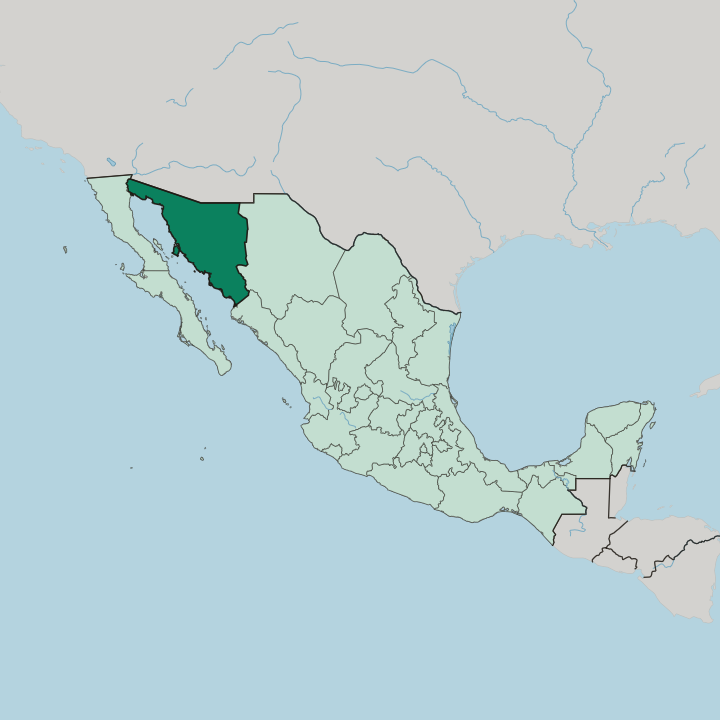Map showing Estado de Sonora — In Mexico