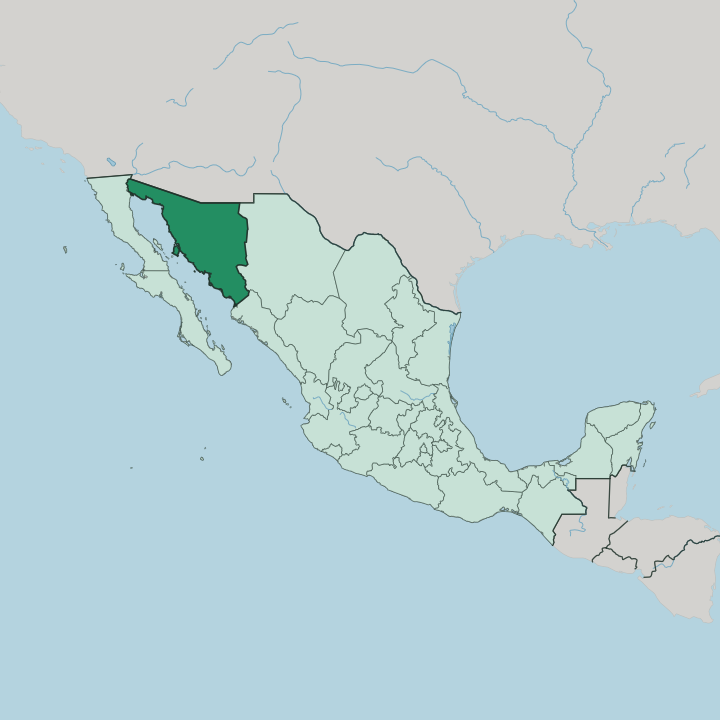 Map showing Estado de Sonora — In Mexico