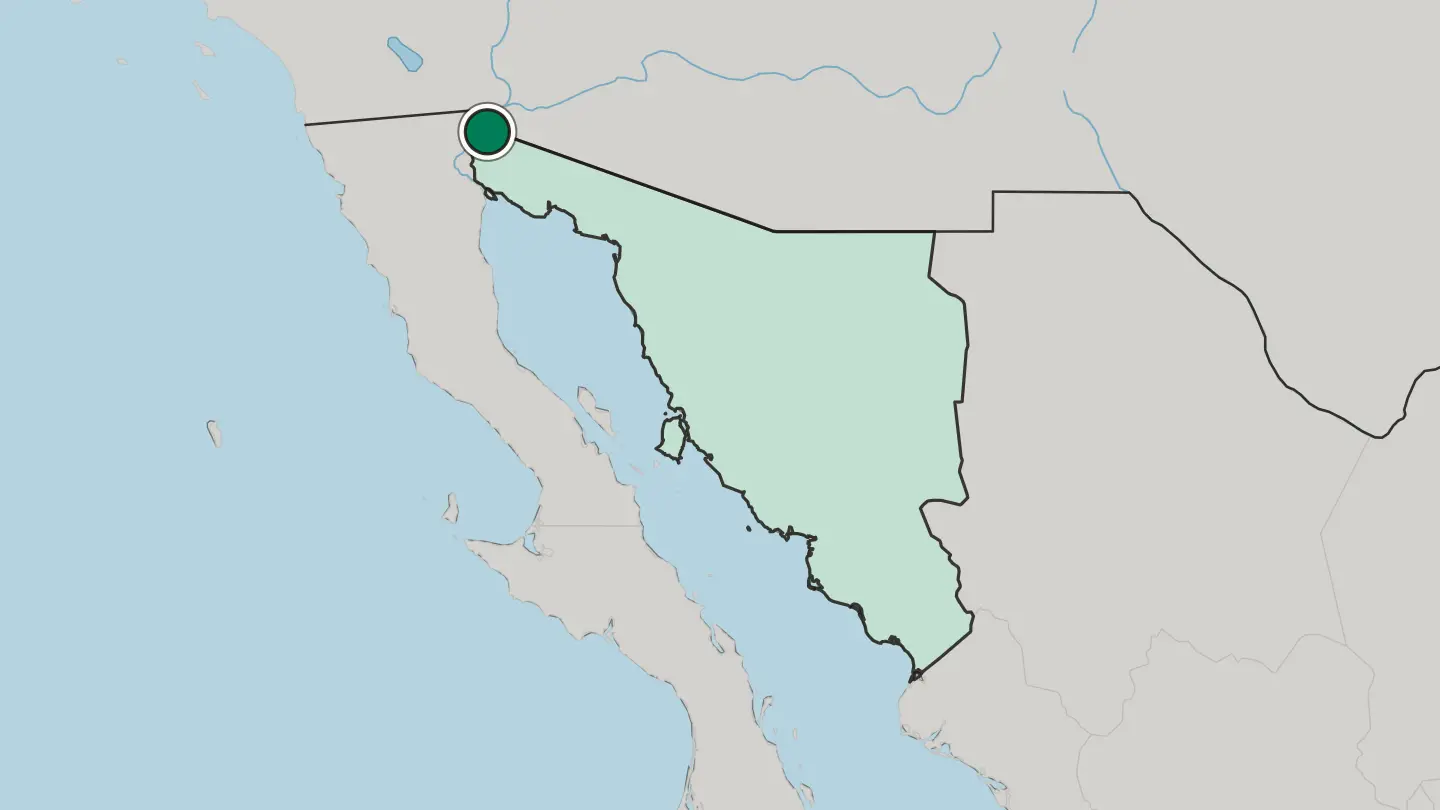 Map of San Luis Río Colorado in Mexico