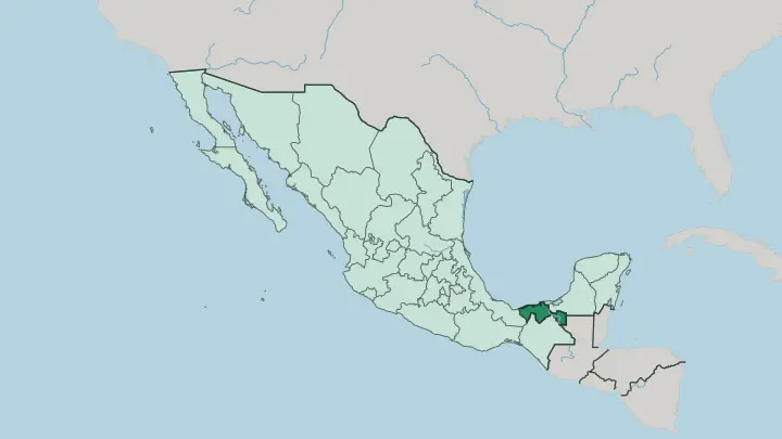 Map of Estado de Tabasco in Mexico