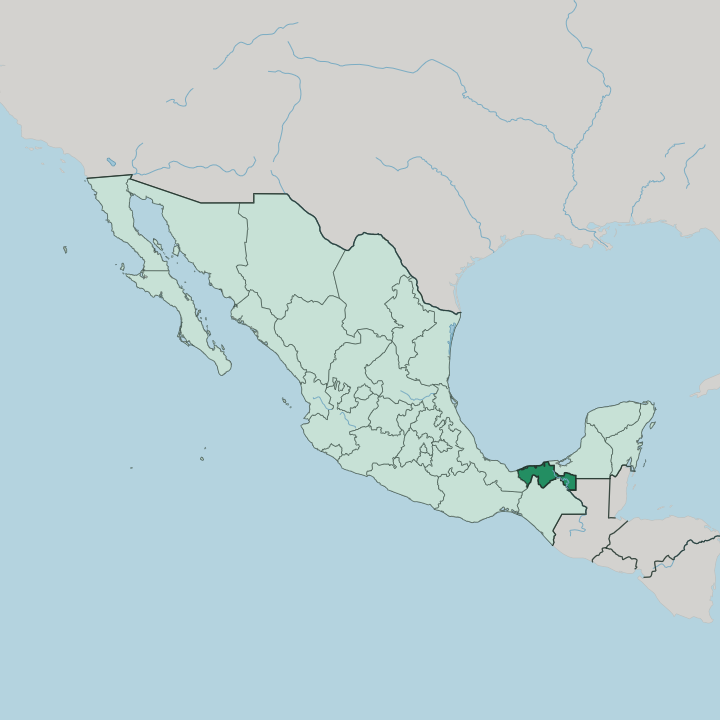 Map showing Estado de Tabasco — In Mexico