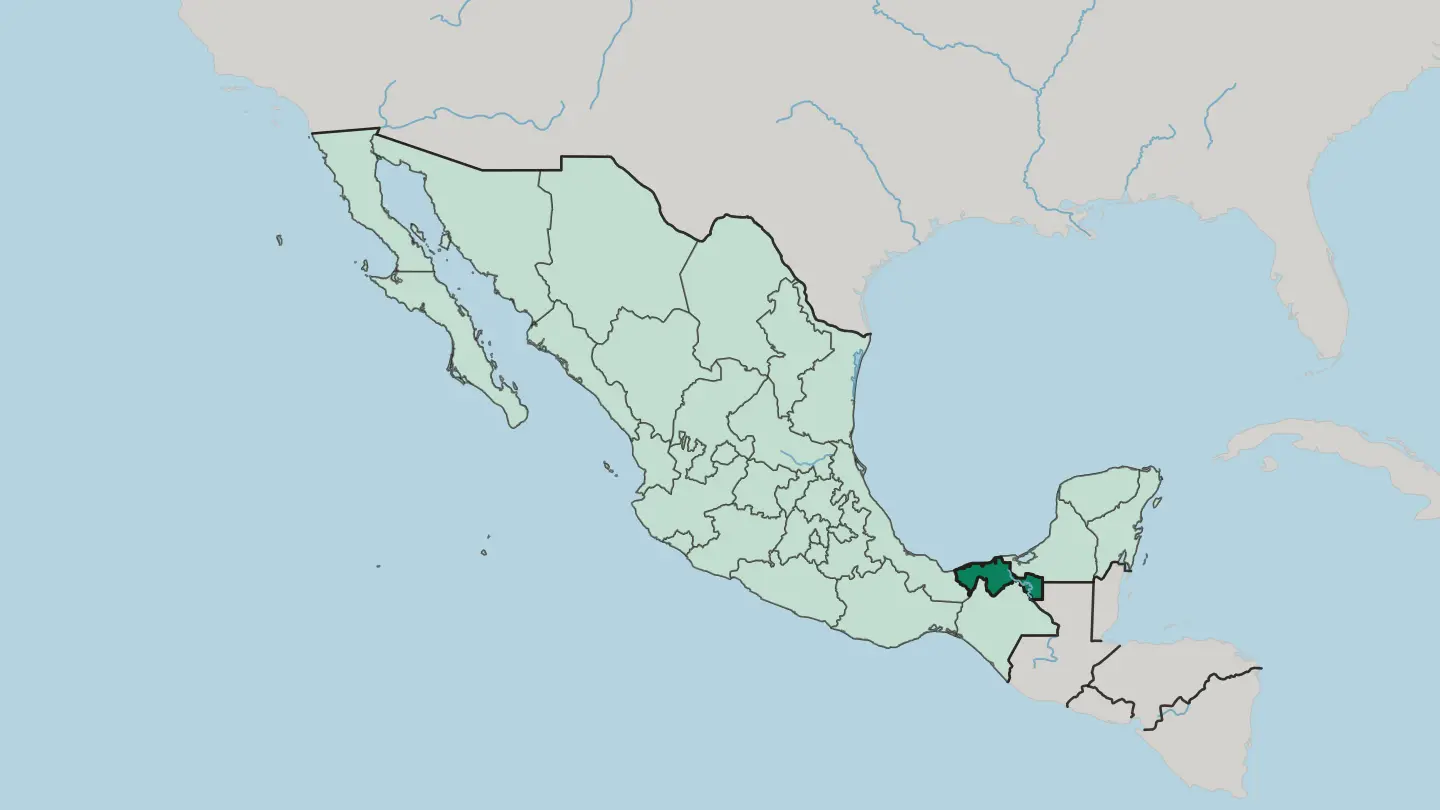 Map of Estado de Tabasco in Mexico
