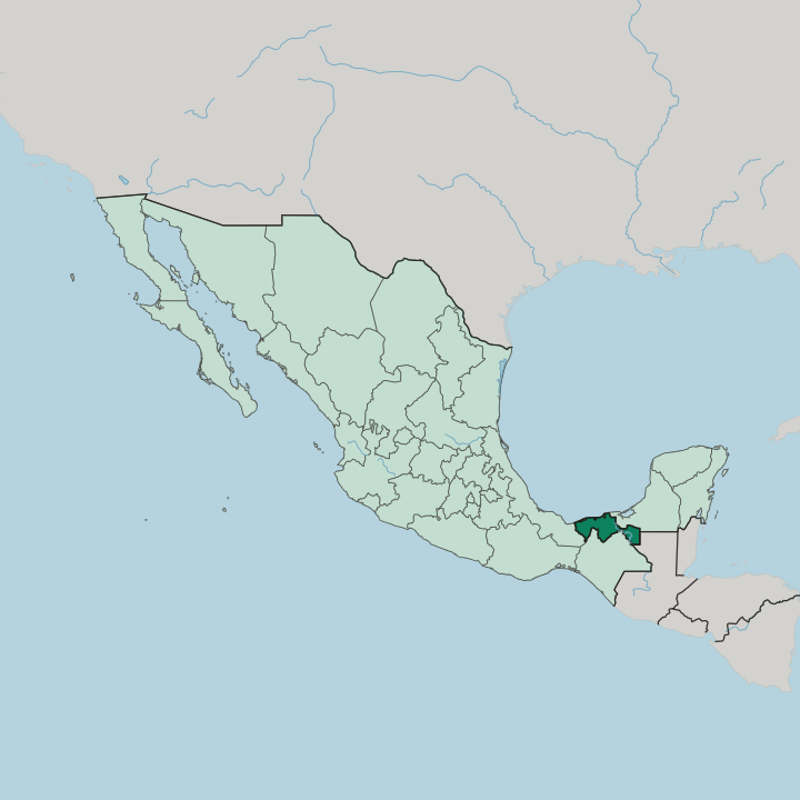 Map showing Estado de Tabasco — In Mexico