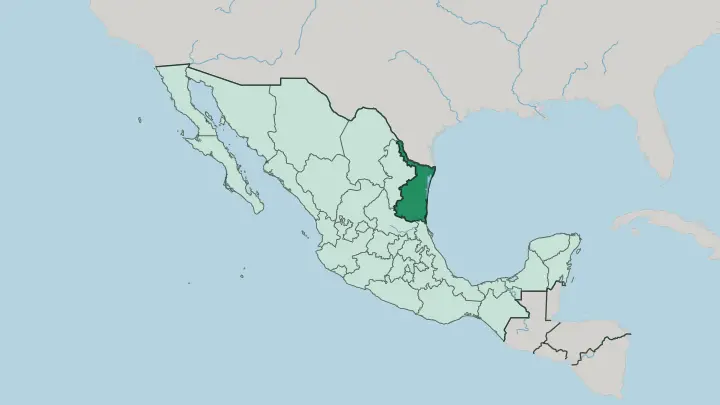 Map of Estado de Tamaulipas in Mexico