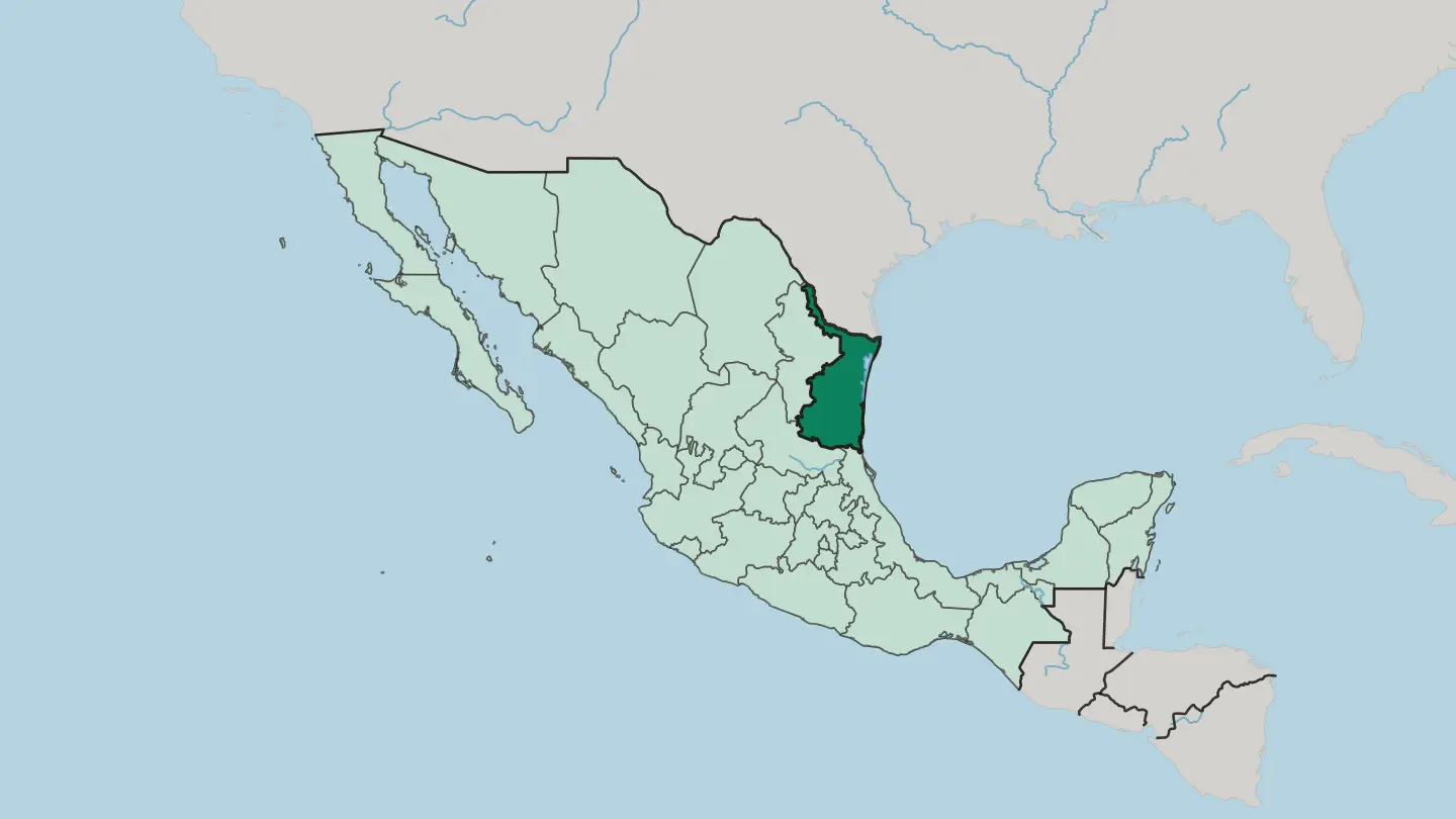 Map of Estado de Tamaulipas in Mexico