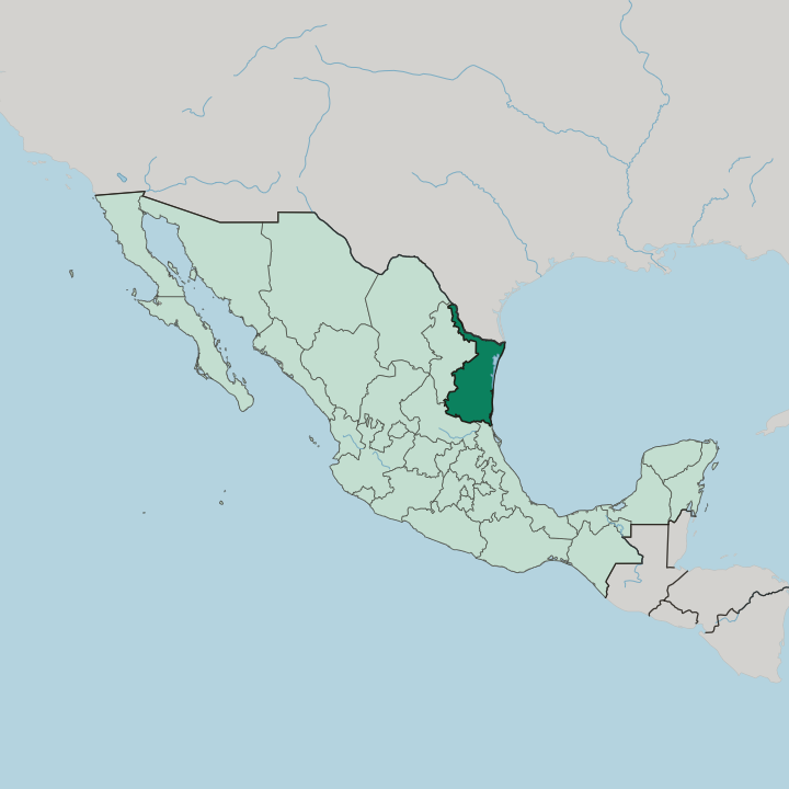 Map showing Estado de Tamaulipas — In Mexico