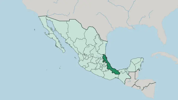 Map of Estado de Veracruz-Llave in Mexico
