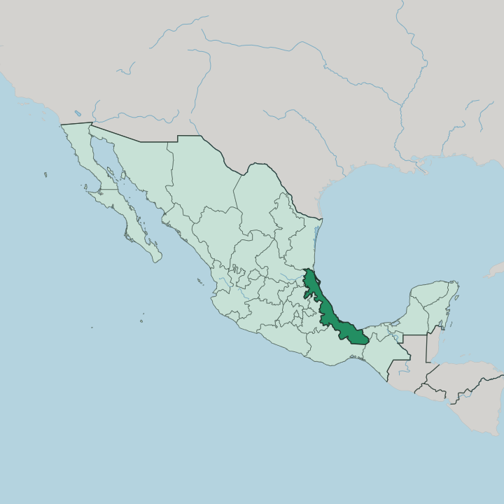 Map showing Estado de Veracruz-Llave — In Mexico