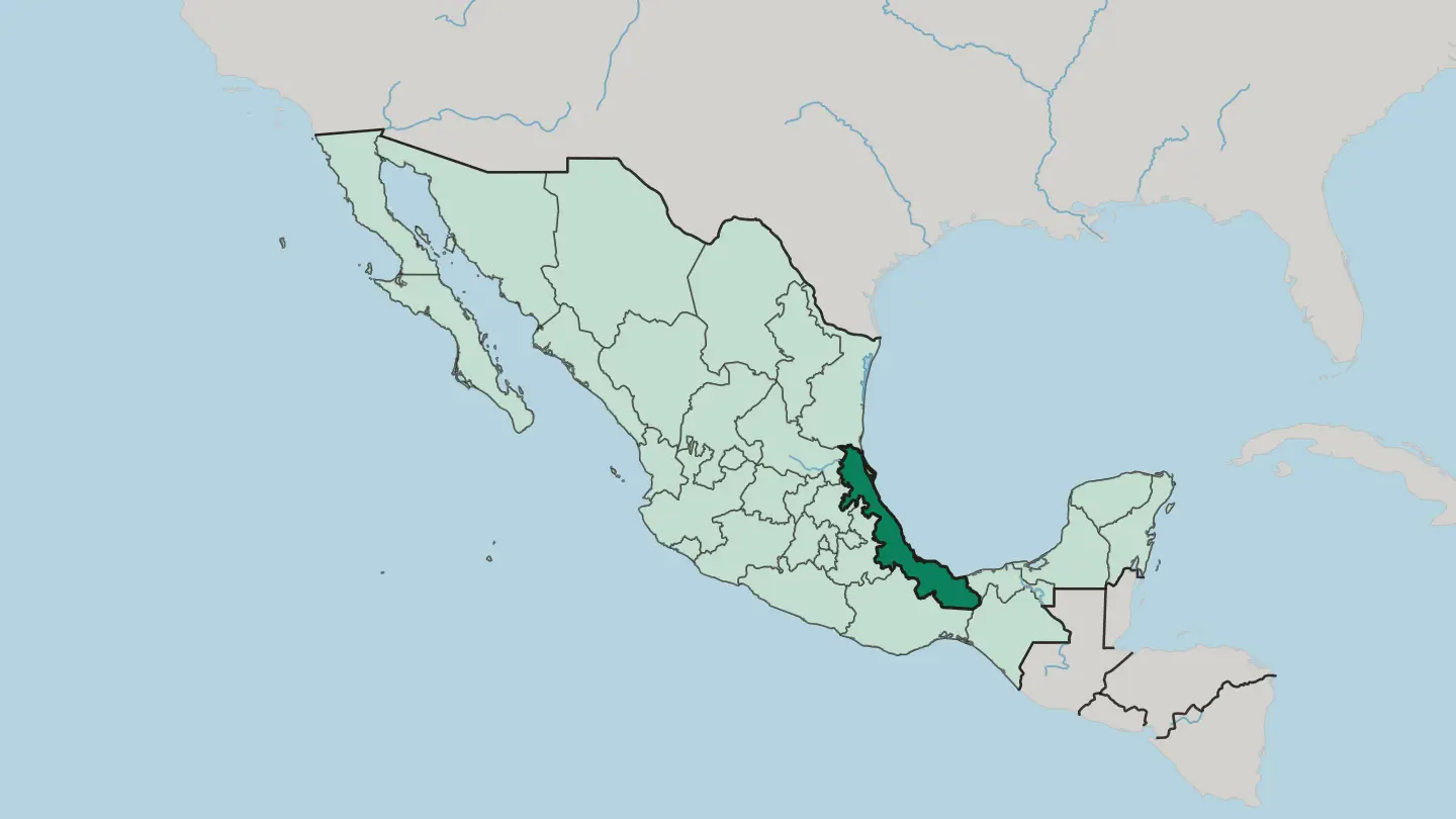 Map of Estado de Veracruz-Llave in Mexico