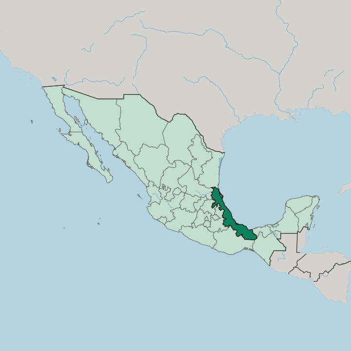 Map showing Estado de Veracruz-Llave — In Mexico