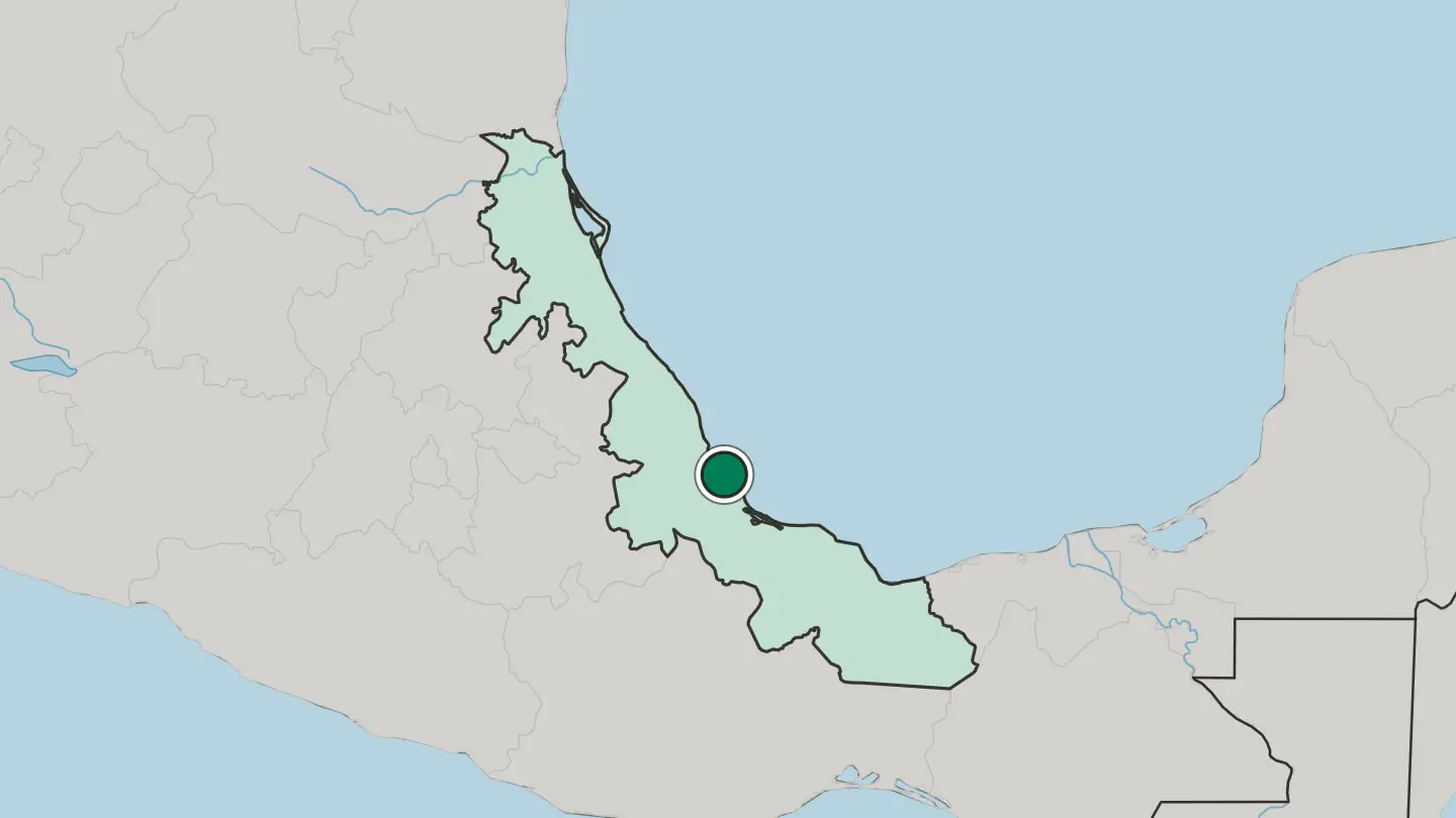 Map of Veracruz in Mexico