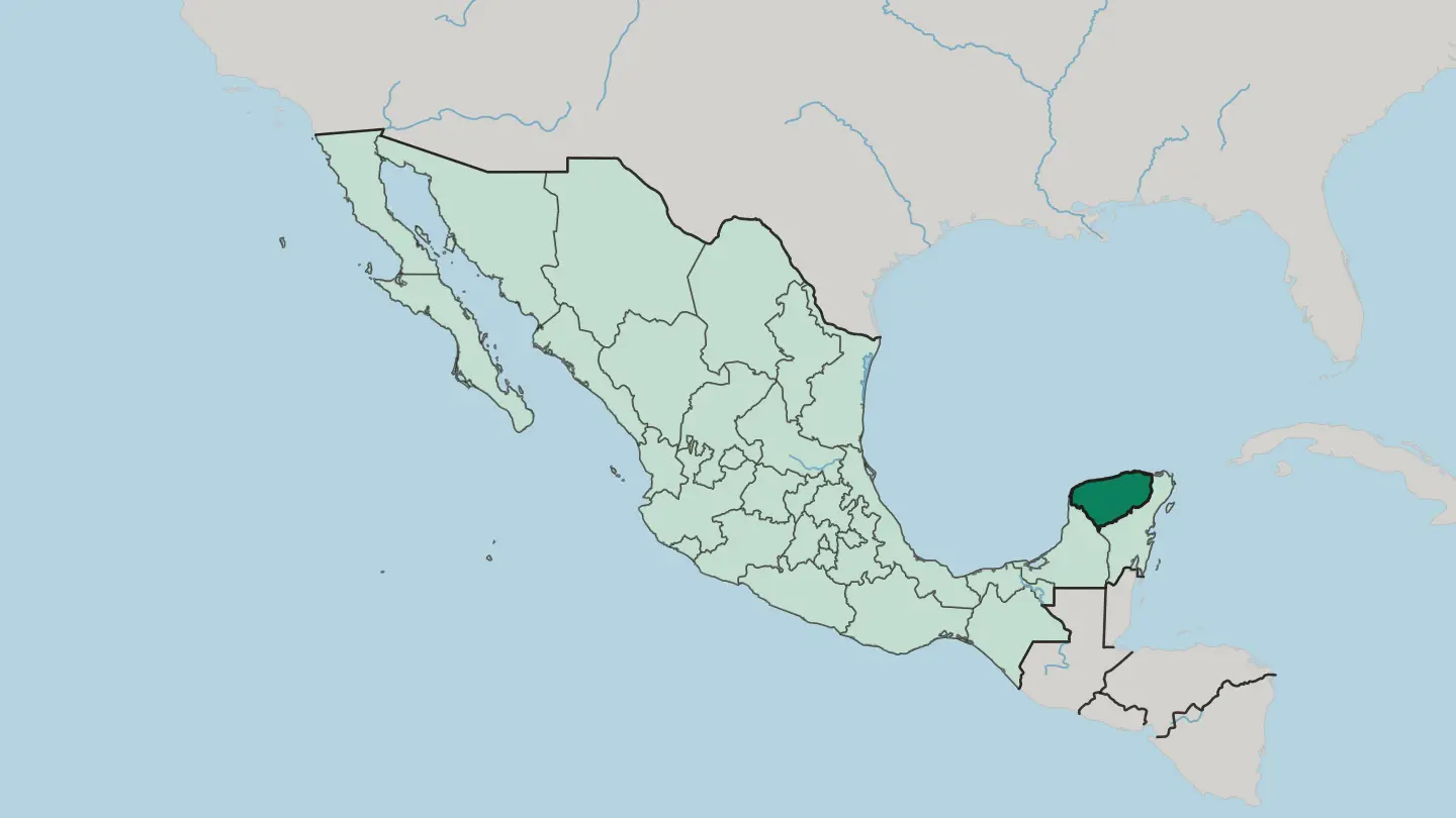 Map of Estado de Yucatán in Mexico