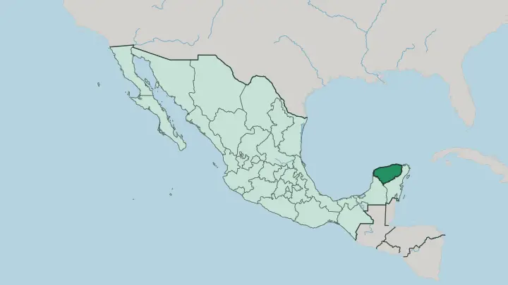 Map of Estado de Yucatán in Mexico