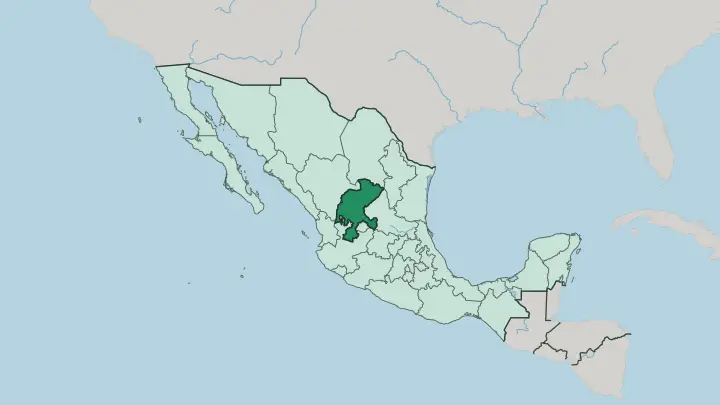 Map of Estado de Zacatecas in Mexico