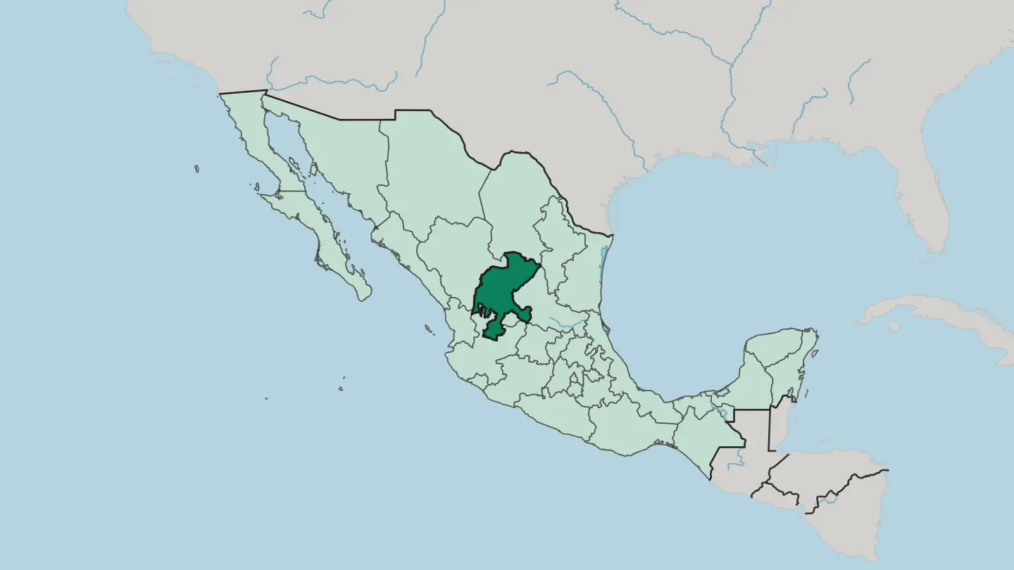 Map of Estado de Zacatecas in Mexico
