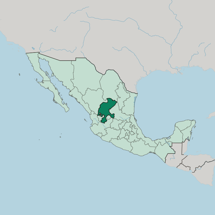 Map showing Estado de Zacatecas — In Mexico
