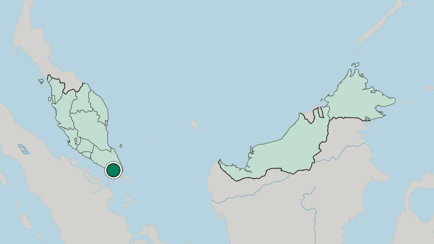 Map of Johor Bahru in Malaysia