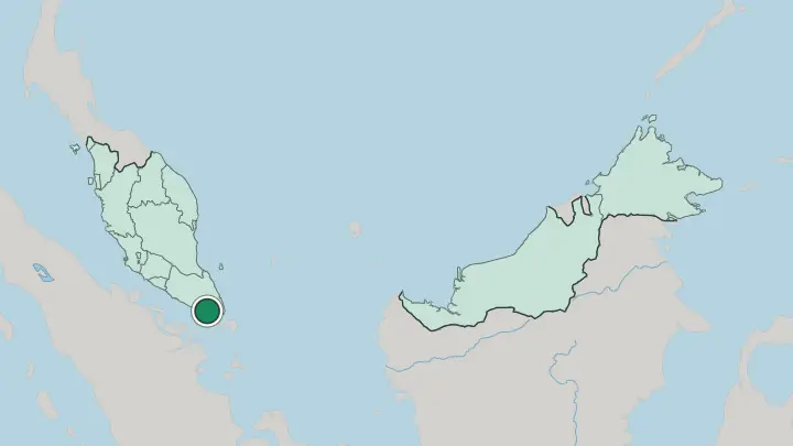 Map of Johor Bahru in Malaysia