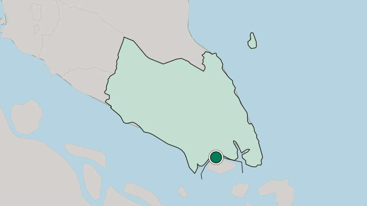 Map of Johor Bahru in Malaysia