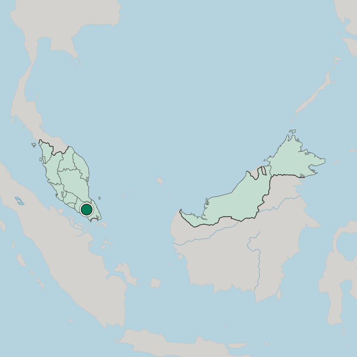 Map showing Kluang — In Malaysia