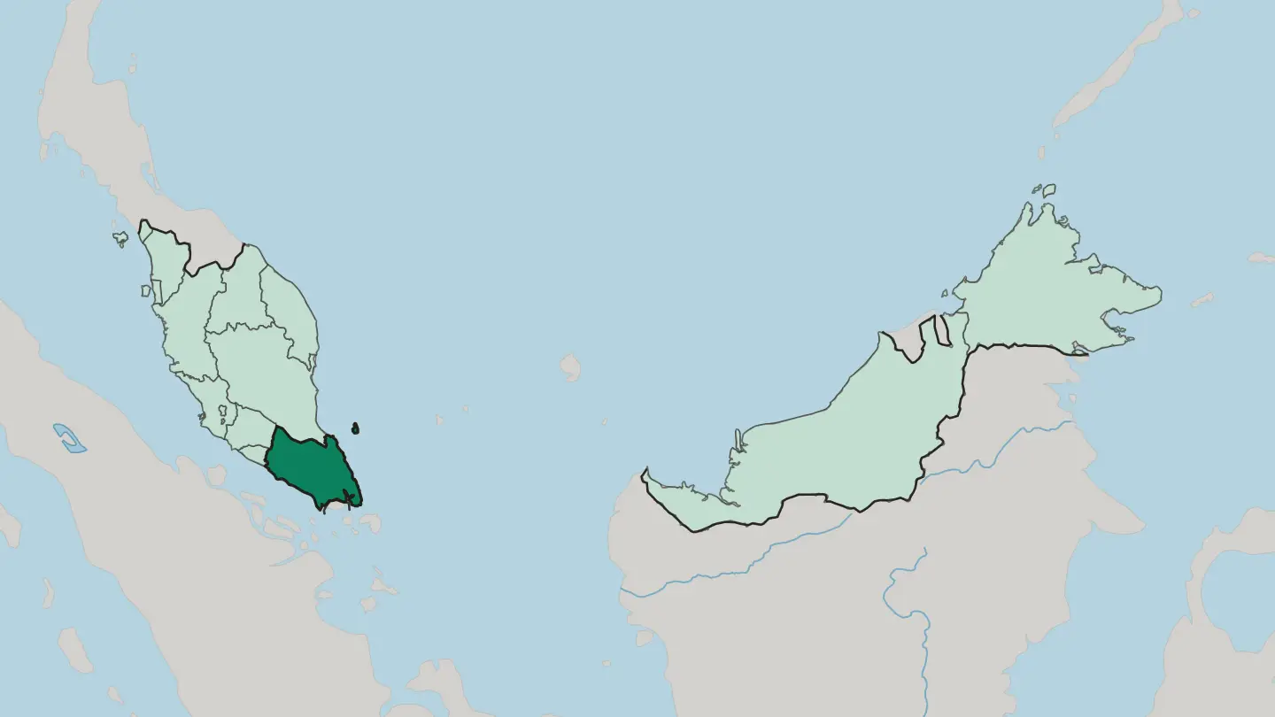 Map of Johor in Malaysia