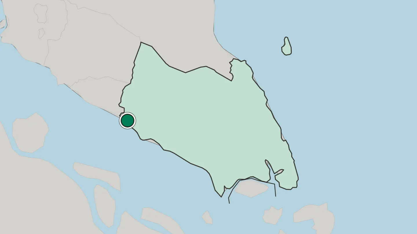 Map of Muar in Malaysia