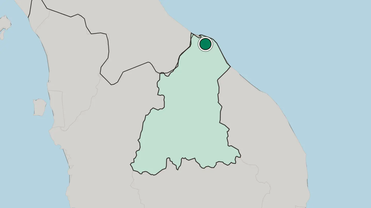 Map of Kota Bharu in Malaysia