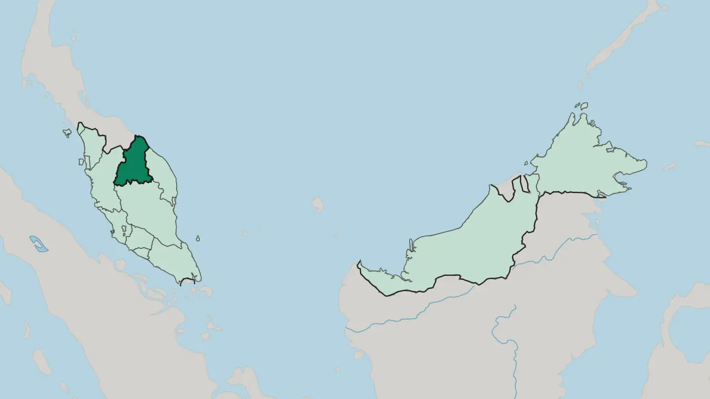 Map of Kelantan in Malaysia