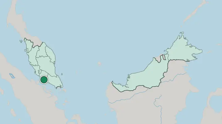 Map of Malacca in Malaysia