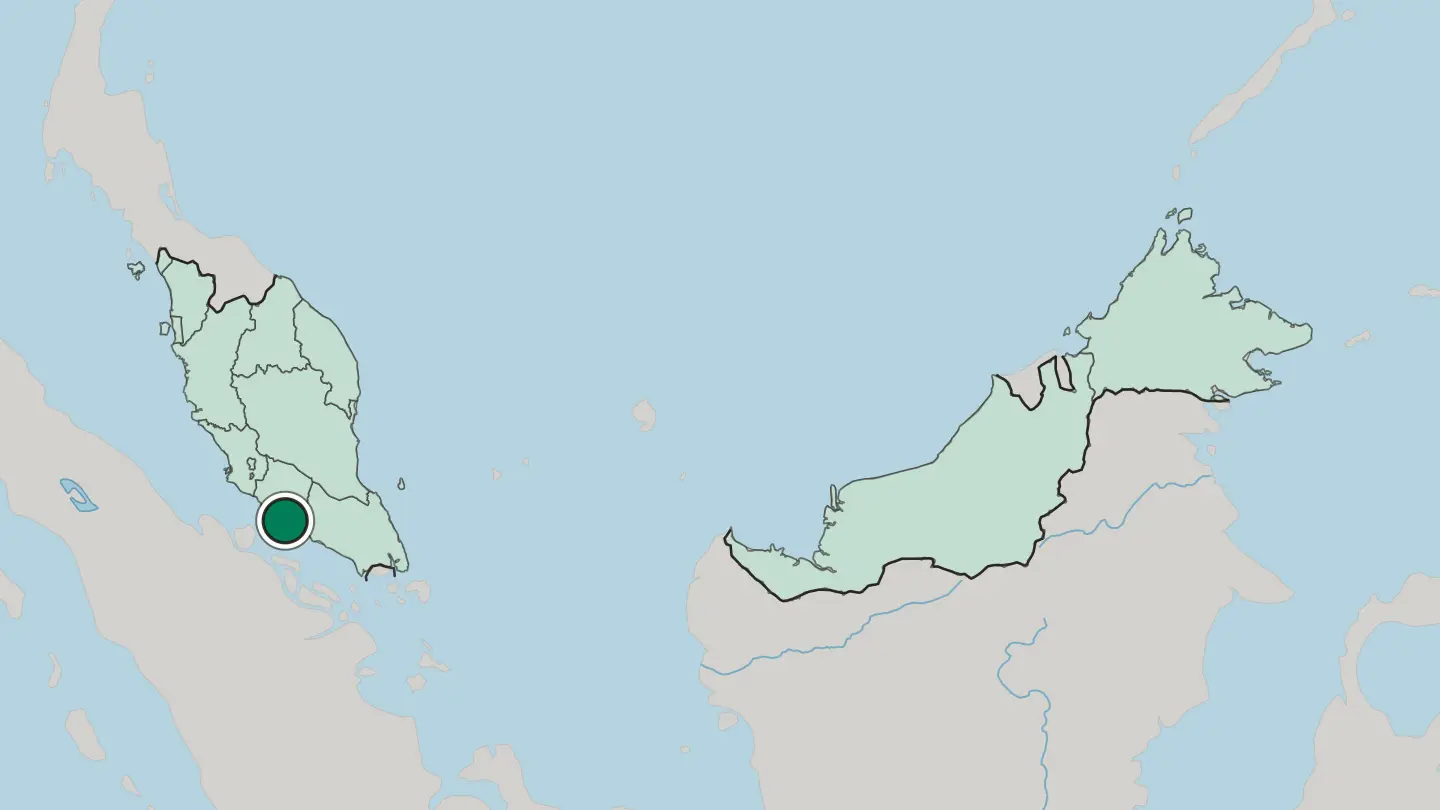 Map of Malacca in Malaysia