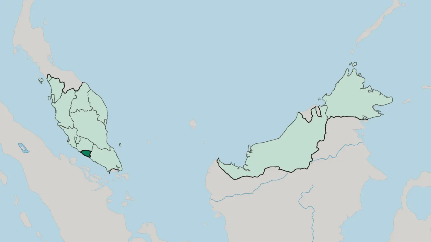 Map of Melaka in Malaysia