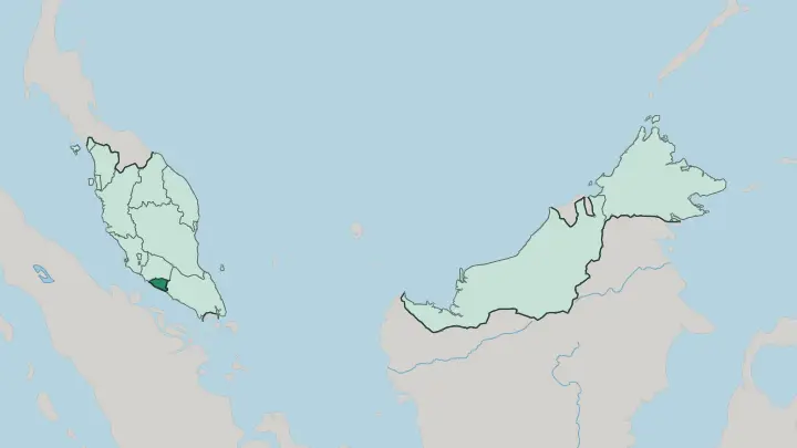 Map of Melaka in Malaysia