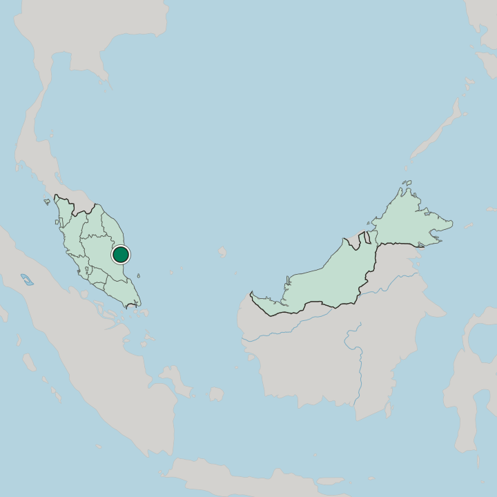 Map showing Kuantan — In Malaysia