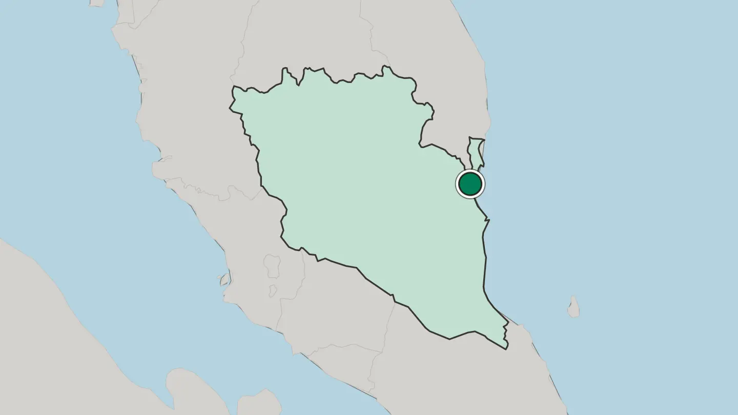 Map of Kuantan in Malaysia