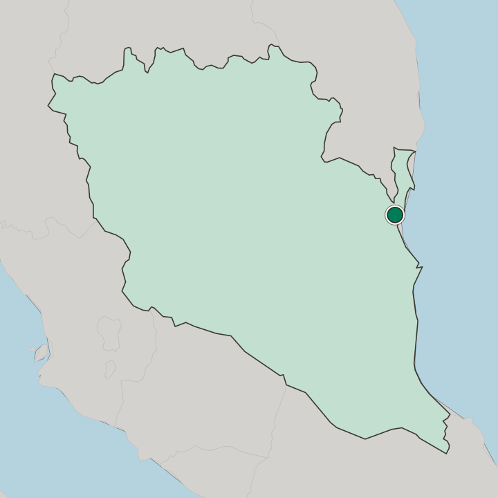 Map showing Kuantan — In Pahang